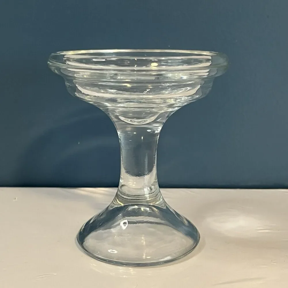 Vtg Clear Glass Fairy Lamp Pedestal Bottom Base Only Replacement PartyLite 4.25”